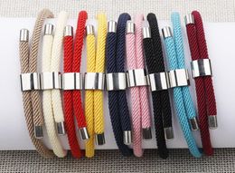 Pulseras con abalorios, cuerda de paraguas Simple para hombres y mujeres, tejido de una variedad de colores, pulsera ajustable de oro y blanco, joyería