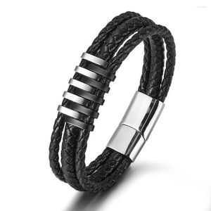 Bracelets de charme bracelet masculin en cuir vintage en cuir inoxydable domineur domineur de mode titane