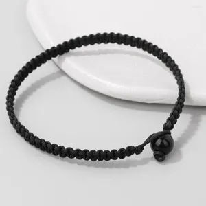Bracelets de charme Men Black Agate Bead Fashion Woven Corde tressée Traited Natural Stone Quartzs For Women Girl Bijoux