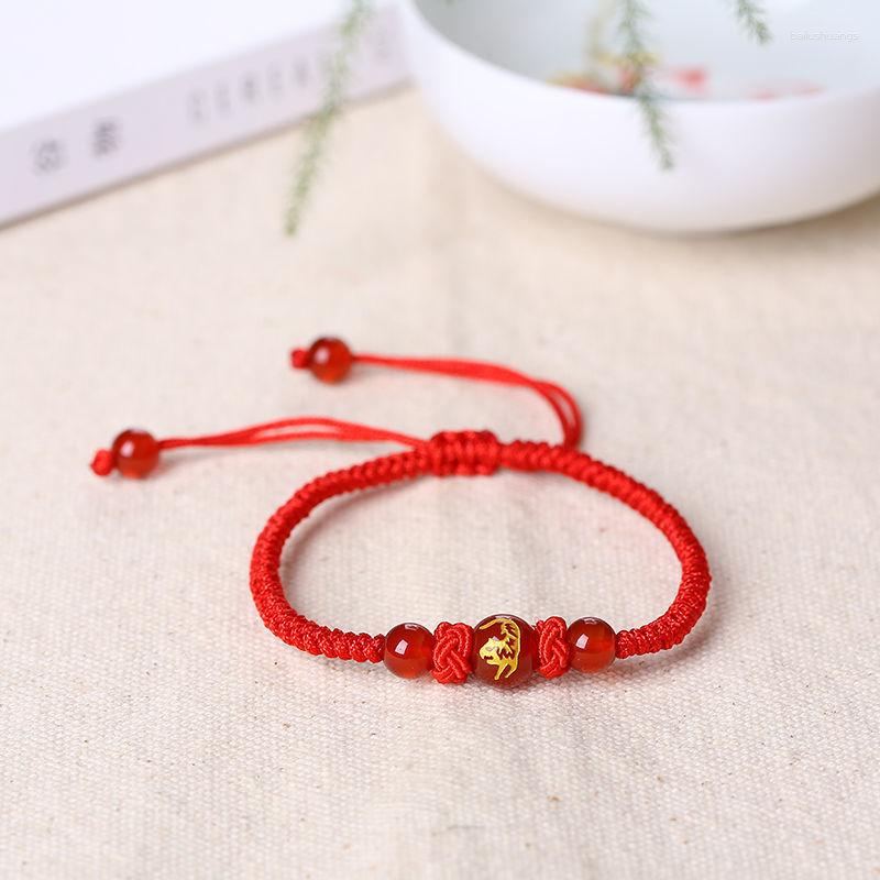 Bracelets de charme Men jóias de moda 12 Constelações pulseira Lucky Red Rope Chinese Zodiac Sign para mulheres presentes de aniversário