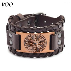 Bedelarmbanden mannen punk polsbandje Ierse knoop amulet lederen armband handgemaakte weefsel verstelbare bangle Noordse Viking JewelryCharm Kent22