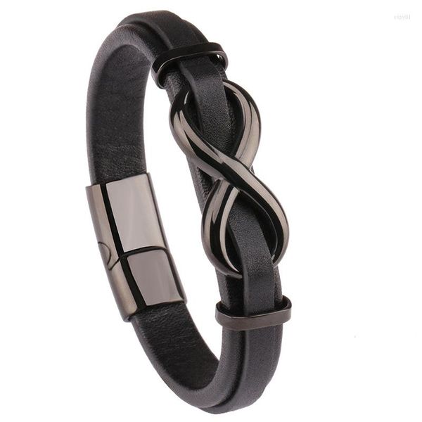 Bracelets porte-bonheur Bracelet en cuir en acier inoxydable pour hommes mode multicouche tissé à la main couleur noire charmant bijoux cadeau