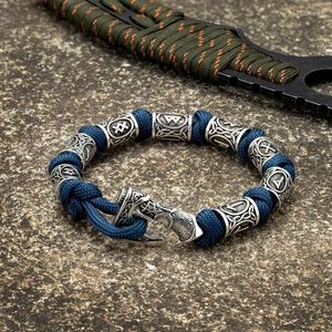 Bracelets porte-bonheur hommes Viking celtique Rune perles hache Bracelet Odin symbole scandinave métal lanière tissé à la main paracord nordique amulette