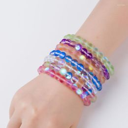 Pulseras con abalorios para hombre y mujer, pulsera de cuentas de piedra con purpurina Natural, Chakra colorido, energía, Yoga, dijes geométricos redondos encantadores