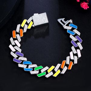 Charm Armbanden Mannen/Vrouwen Hiphop Kleurrijke Cubaanse Armband Ins Stijl Nachtclub Micro-inzet Zirkoon Hand Ornamenten Ketting mode Accessoires