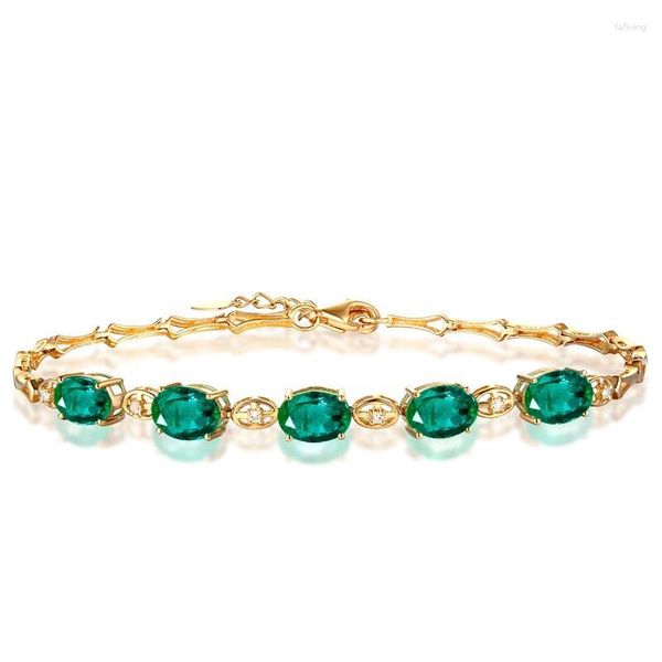 Pulseras con dijes MENGYI lujo Retro antiguo ovalado verde circón pulsera dorada joyería de boda para mujer 9 2 5 cadena de mano regalos de vacaciones