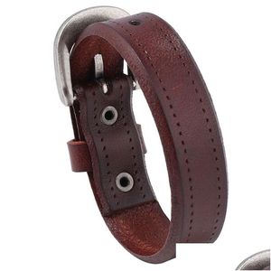 Bracelets de charme Hommes Noir Marron Couleur Cuir Bracelets De Charme Bracelet Réglable Party Club Décor Bijoux Pour Homme Drop Livraison Jewe Dhmuc