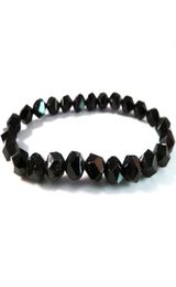 Bracelets de charme pour hommes Black Tourmaline Stretchy Bracelet Facet Star Cuts Perles Bed Guérison Stone Meditation Bijoux Gift pour ME5509478