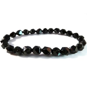 Bracelets à breloques Bracelet extensible en tourmaline noire pour homme Perles taillées en étoile à facettes perlées Pierre de guérison Méditation Bijoux Cadeau pour moi263f