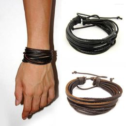 Bracelets de charme Bracelet pour hommes en cuir tissé bracelets de corde faits à la main avec tressé