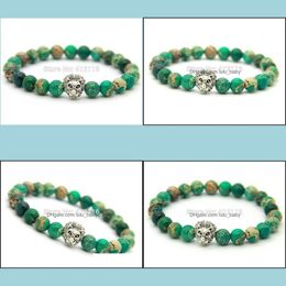 Bracelets de charme bijoux de conception en gros de gros 8 mm en mer verte envoyée des perles de pierre antique bracelets de fêtard