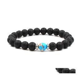 Bracelets porte-bonheur bijoux de luxe pour hommes perle pierre naturelle ancre perlée bouddha pour hommes femmes lave Chakra B livraison directe Dhddn