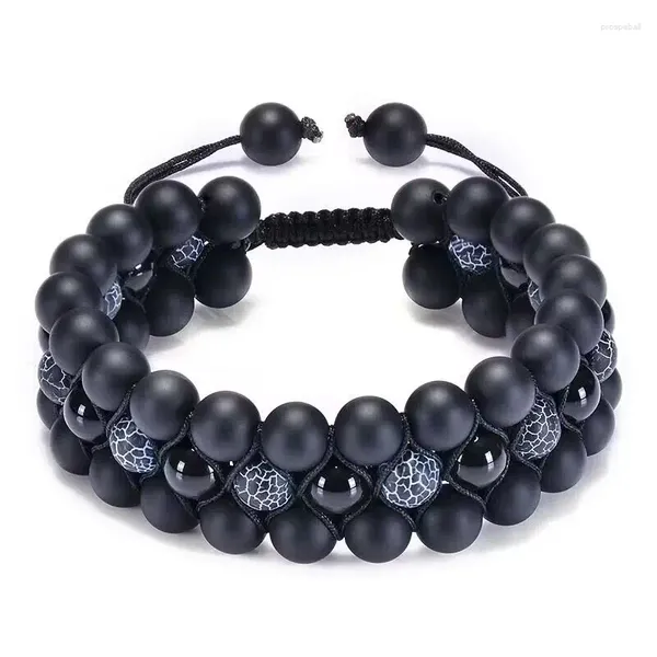 Pulseras con dijes para hombre Triple capa Lava Rock Stone Aceite esencial Difusor Pulsera Chakra Yoga Curación Cuentas de piedras preciosas naturales Ansiedad