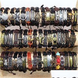 Bracelets de charme pour hommes vintage croix jesus amour animal et mélange mix style en cuir en métal ajusté bracelet bracelet pour livraison de gouttes j dh6gv