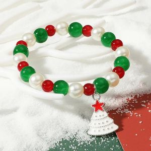 Bedelarmbanden Vrolijk Kerstfeest Kleurrijke kralenarmband voor vrouwen Kerstman Elandenhoed Sneeuwvlok Bel Hanger Armbanden Festivals Jaar Sieraden