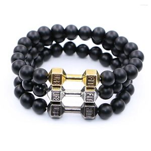 Bracelets de charme bracelet pour hommes de conception mestylish Bracelet Naturel Fit Live Hardinfl Lava Onyx Beads Fitness Rockmenbracelet