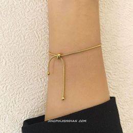 Bedelarmbanden meyrroyu roestvrij staal goud kleurteken snaar aanpassing joker eenvoudige accessoires voor vrouwen pulseira 230424