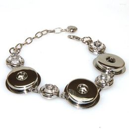 Charm Bracelets Miasol Rodio Plateado DIY Intercambiable 3 Snaps Fit 18mm Botón a presión para la fabricación de joyas