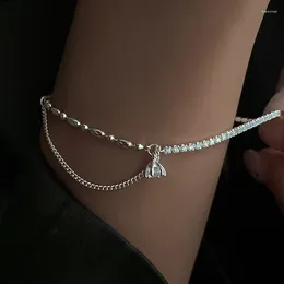 Bracelets à charme Chaîne épissée de zircon micro-intégrée pour femmes bracelet à double couche