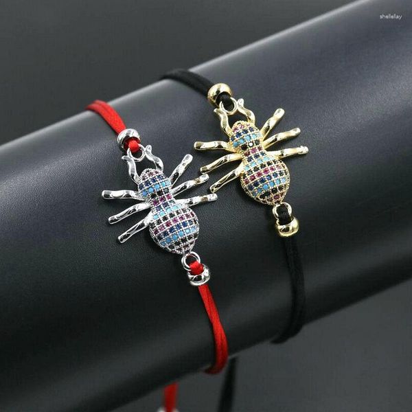 Bracelets porte-bonheur Micro incrustation cristal Zircon insecte araignée tresse Bracelet fil rouge chaîne abeille pour hommes femmes amoureux Couples bijoux