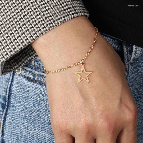 Bracelets de charme Mifavipa 1 PC Fashion Trinket Star Star Riend Link Chain Simple For Women Jewelry Alloy Stars Bracelet