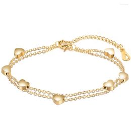 Bracelets porte-bonheur MinaMaMa Double couche en acier inoxydable coeur pour femmes filles bijoux à bricoler soi-même cadeaux