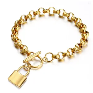 Pulseras de encanto MinaMaMa Acero inoxidable Dragón Cadena de hueso Llavero Candado Charms Pulsera para mujeres Hombres Cerradura Amistad Joyería Regalos