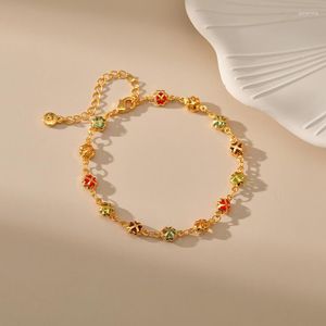 Bedelarmbanden minar bohemia 18k echt goud plating messing candy color glazen steentjes strands streng voor vrouwen meisjes verjaardagscadeau