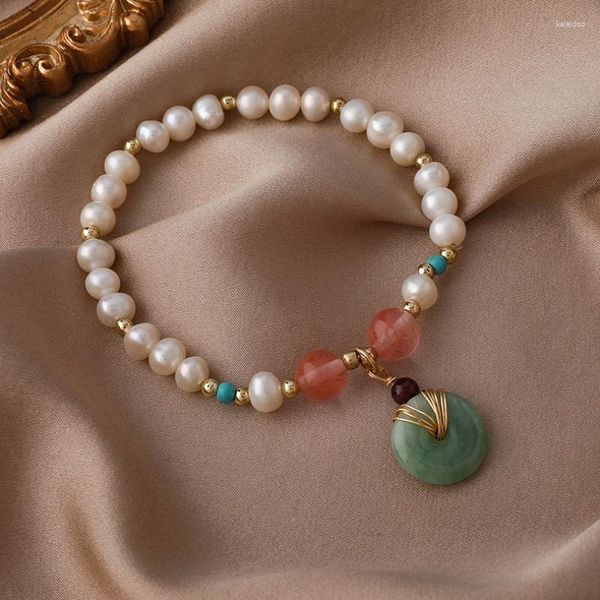 Bracelets porte-bonheur Minar rétro 14K plaqué or cuivre vert rouge couleur pierre naturelle Turquoise perle d'eau douce perlée pour les femmes