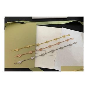Bedelarmbanden mini -armband voor vrouwen 4 vier 18k sieraden agaat shell moeder parelparl chain fashio dhm9f