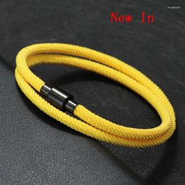 Bedelarmbanden minimalistische dubbellaagse draadarmband heren dames 4 mm nylon koord roestvrij staal magnetische sluiting buiten camping braslet