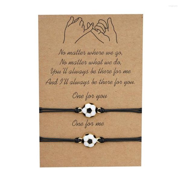 Bracelets de charme minimaliste couleur or bracelet de ballon de football noir cire corde tresse pour femmes hommes garçon enfants couples bijoux cadeau