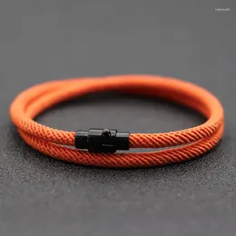 Bracelets de charme Minimaliste Hommes Corde Bracelet Double Couche Survie Braclet Homme Accessoires Petit Ami Cadeau Aimant Boucle Pulsera Hombre