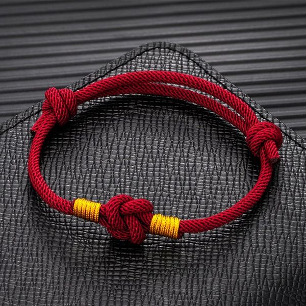 Bracelets de charme minimaliste hommes femmes réglable noeud chinois bracelet rouge pour les amoureux distance couple yoga méditation bijouxcharm