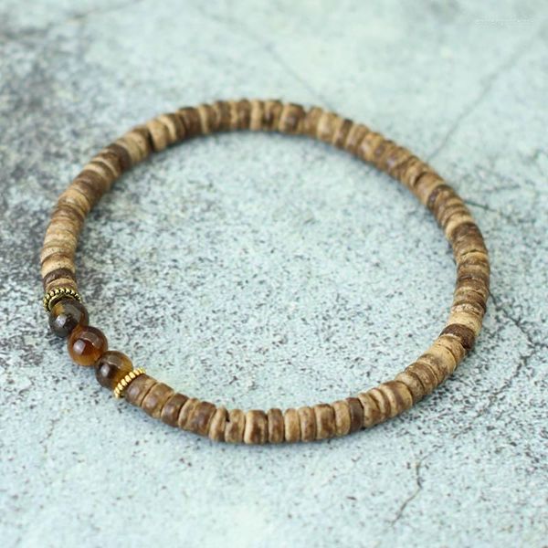 Bracelets de charme Bracelet en bois naturel minimaliste hommes perles Yoga méditation Braclet yeux de tigre Braslet bijoux accessoires Pulsera Homme