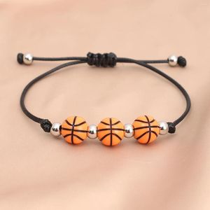 Bedelarmbanden minimalistische sportstijl balarmband voor vrouwen mannen zwarte wax thread gevlochten basketbalvoetbal vriendschap sieraden geschenken