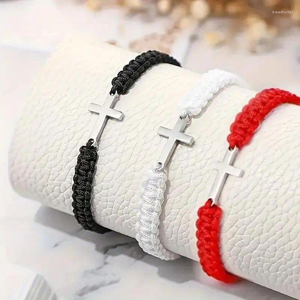 Bracelets de charme Style minimaliste tissé à la main pendentif croix corde à main décorative adaptée aux femmes vêtements quotidiens bracelet bijoux cadeaux