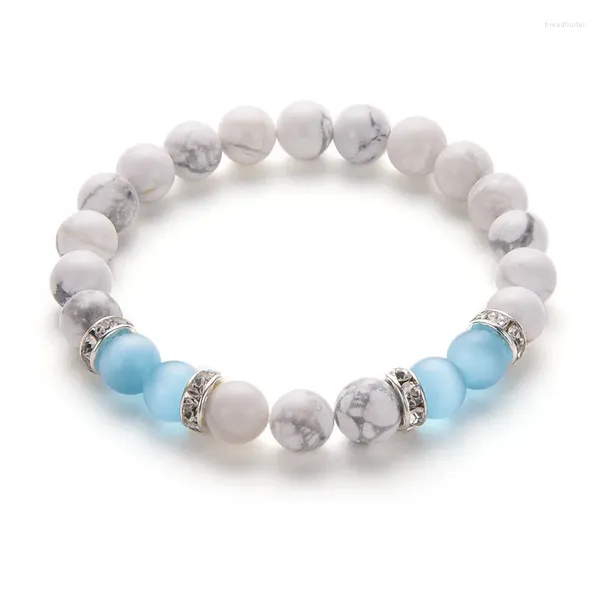 Pulseras de encanto Miqiao 8 mm DIY Ágata Piedra Color Beads Brazaletes Pulsera Pulsera para mujeres Hombres Pareja Boda Amigos Regalo Joyería de moda