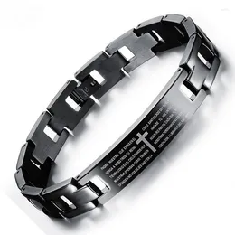 Bedelarmbanden miqiao roestvrij staal titanium zwarte kruis bijbel armbanden polsband kettingen armband voor mannen dames paar vrienden cadeau