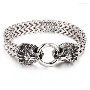 Bedelarmbanden miqiao roestvrij staal titanium leeuw wolf schedel punk manchet armband armband polse kettingen armband voor mannen paar vrienden cadeau