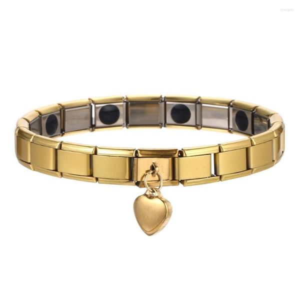 Bracelets de charme MisenBaba en acier inoxydable chaîne élastique coeur germanium magnétique pour les femmes soins de santé équilibre énergie bracelet bijoux