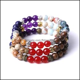 Bedelarmbanden mix-and-match geassorteerde stenen kralen Bracelet vrouwen mannen yoga hand string sieraden vriendschap cadeau drop levering 2021 dhse dhvcc