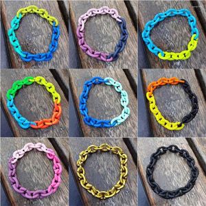 Pulseras con dijes Color de mezcla Pulsera de cadena acrílica chapada en caucho para mujer Accesorios geométricos hechos a mano al por mayor Bijoux