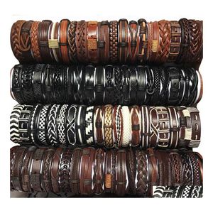 Bracelets de charme mélange styles à la main en cuir tressé pour les femmes hommes vintage enveloppe de bracelet en bracelet de mode bijoux de fête de la mode BK drop deli oteso