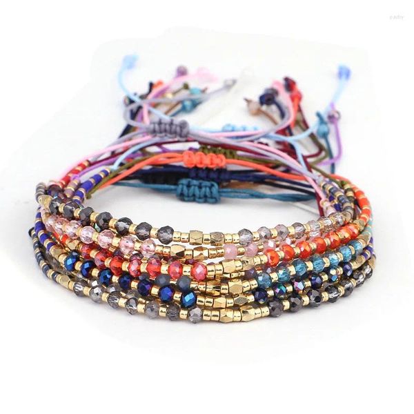 Pulseras de encanto Miyuki Cuentas de semillas de vidrio Cristal brillante Ajustable Pulsera de surf de verano Mujer Chica 2023 Moda Cadena con cuentas Regalo de joyería