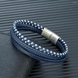 Bracelets de charme Mkendn Design Punk Leather Bracelet Men Fashion Fashion Perbe multicouche pour l'année Bijoux Gift