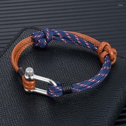 Braccialetti con ciondoli MKENDN Grillo di alta qualità Uomo Donna Pelle Sopravvivenza nautica Paracord Bracciale Campaing Sport Ganci Jewelry2656