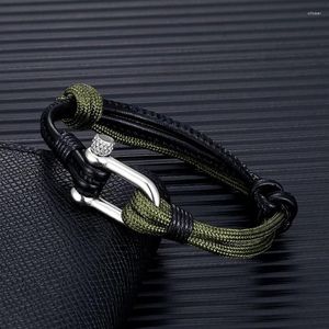 Bracelets de charme MKENDN Haute Qualité Manille Hommes Femmes Cuir Nautique Survie Paracord Bracelet Campaing Sport Crochets Bijoux249i