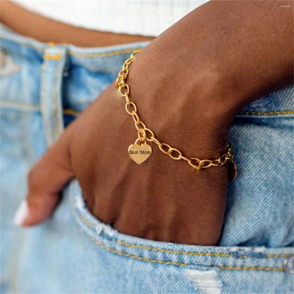 Bracelets de charme Bracelet maman pour femmes en acier inoxydable Limk chaîne coeur bracelets cadeau de fête des mères