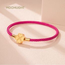 Charm Bracelets MOONLIGHT Fashion Classic FourLeaf Clover Pulsera para mujer Acero inoxidable trenzado Mujer Joyería Regalo 10 colores 230801